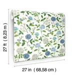 Rifle Paper Co. Roses wallpaper, color Blue, SKU RF7543