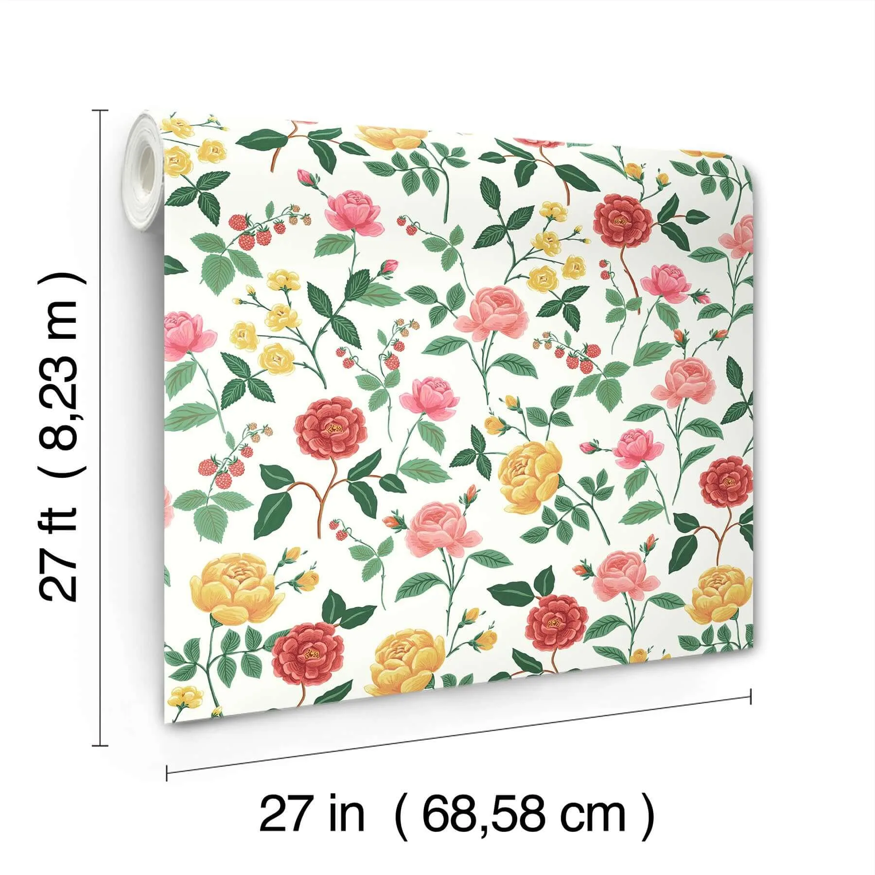 Rifle Paper Co. Roses wallpaper, color Blush, SKU RF7546