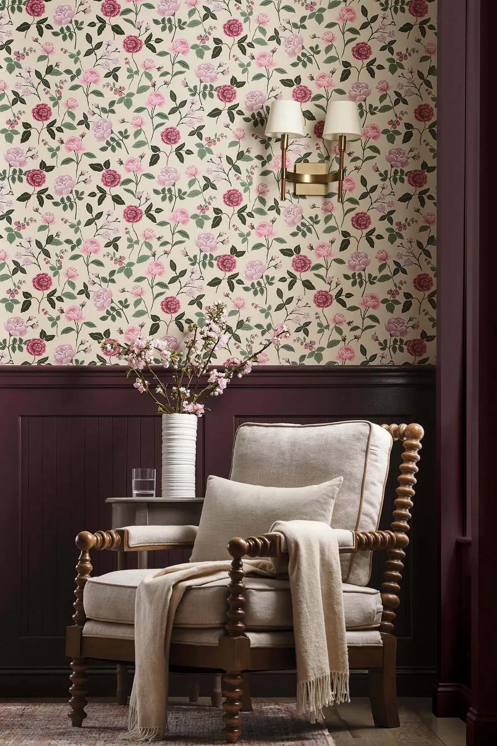 Rifle Paper Co. Roses wallpaper, color Linen, SKU RF7541