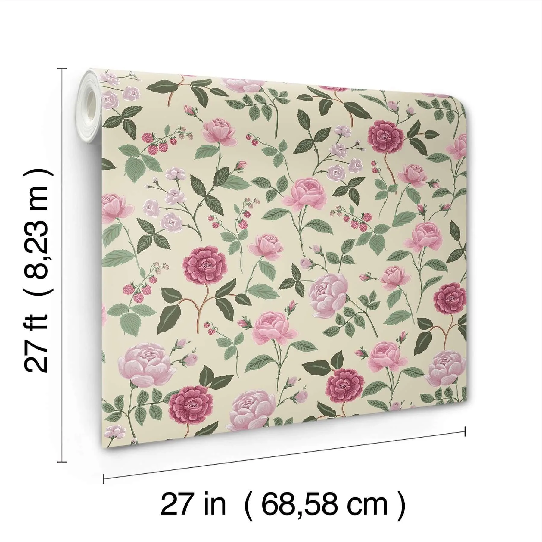 Rifle Paper Co. Roses - Linen Wallpaper | Buy Online Rifle Paper Co. Roses wallpaper, color Linen, SKU RF7541
