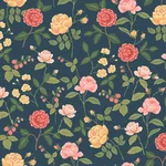 Rifle Paper Co. Roses - Navy Wallpaper | Buy Online Rifle Paper Co. Roses wallpaper, color Navy, SKU RF7544