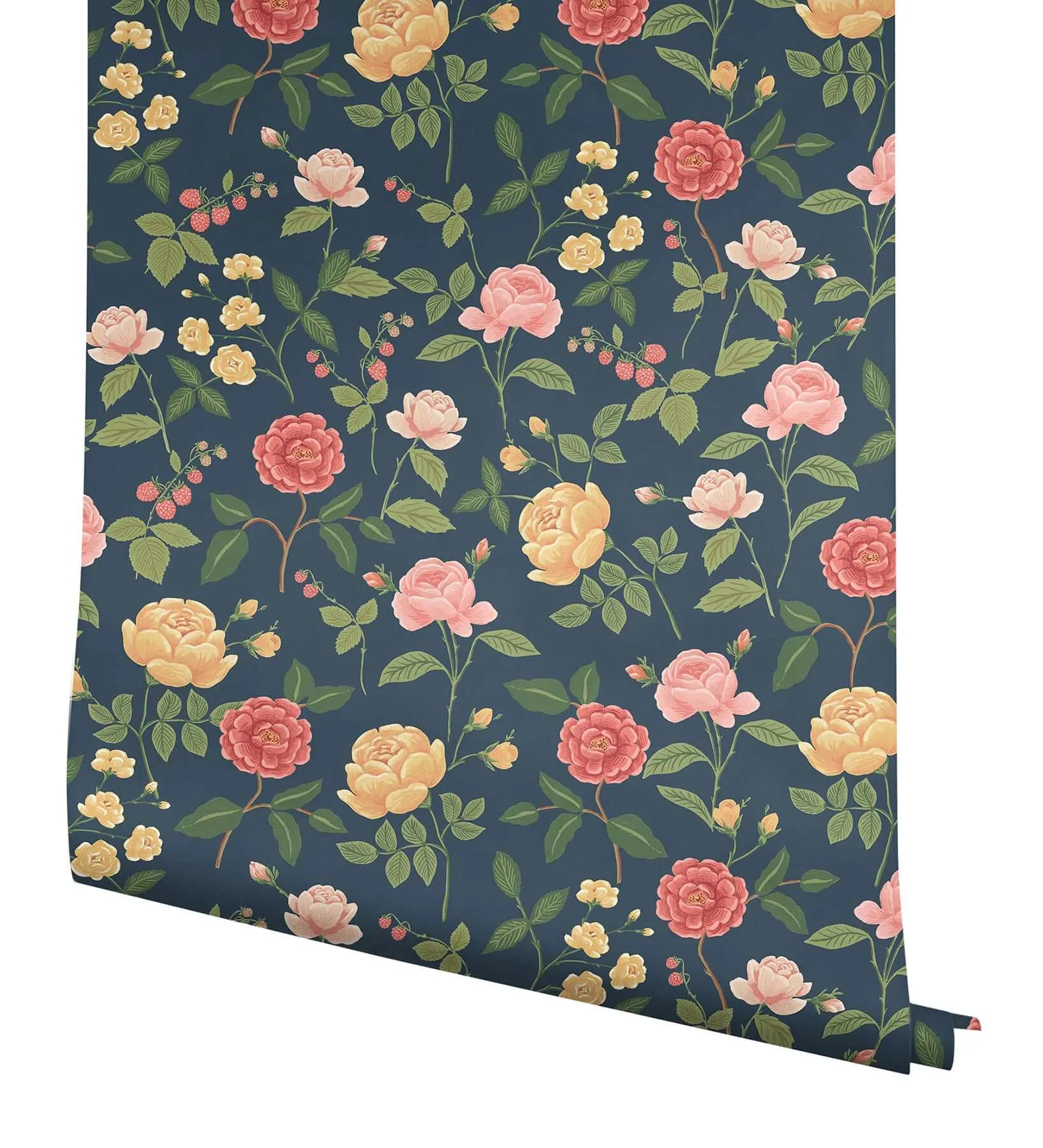 Rifle Paper Co. Roses - Navy Wallpaper | Buy Online Rifle Paper Co. Roses wallpaper, color Navy, SKU RF7544