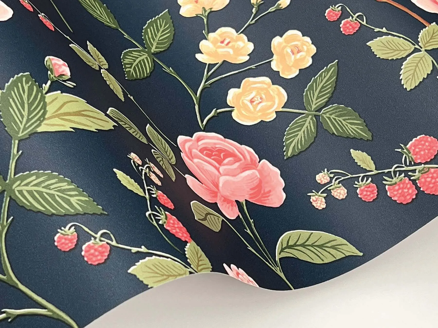 Rifle Paper Co. Roses - Navy Wallpaper | Buy Online Rifle Paper Co. Roses wallpaper, color Navy, SKU RF7544