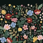 Rifle Paper Co. Strawberry Fields - Black Wallpaper | Buy Online Rifle Paper Co. Strawberry Fields wallpaper, color Black, SKU PSW1333M