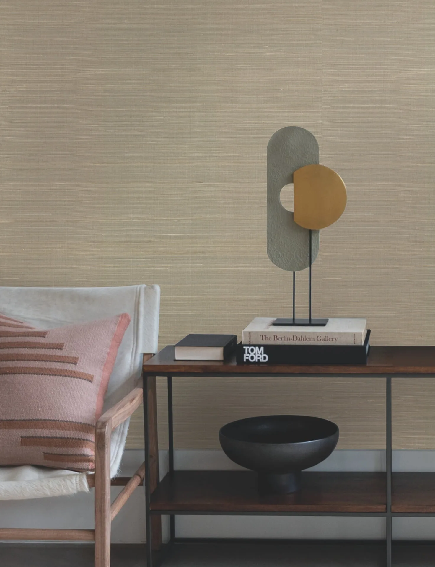 Ronald Redding Abaca Weave wallpaper, color Taupe, SKU GL0500GV