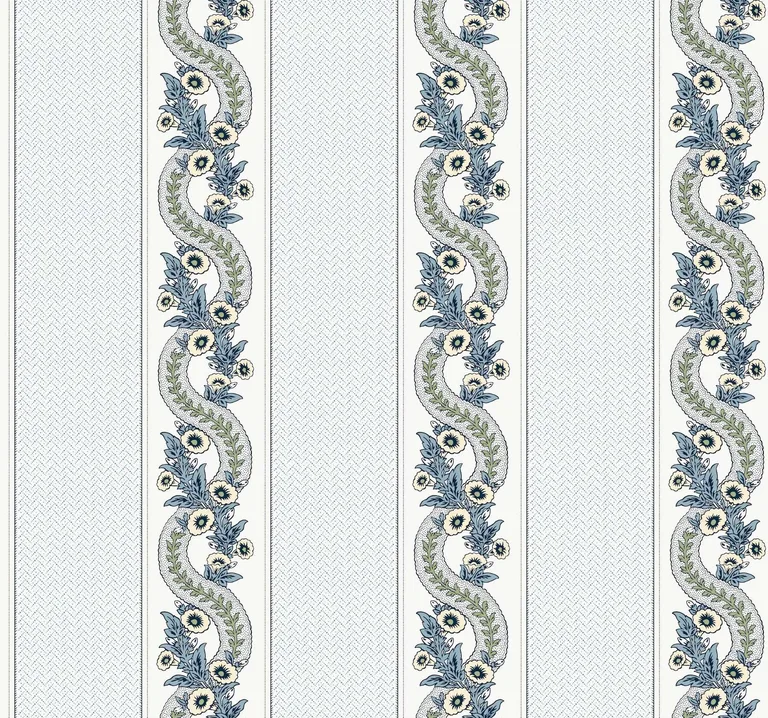 Ronald Redding Abbey's Garland wallpaper, color Aqua, SKU MX9692