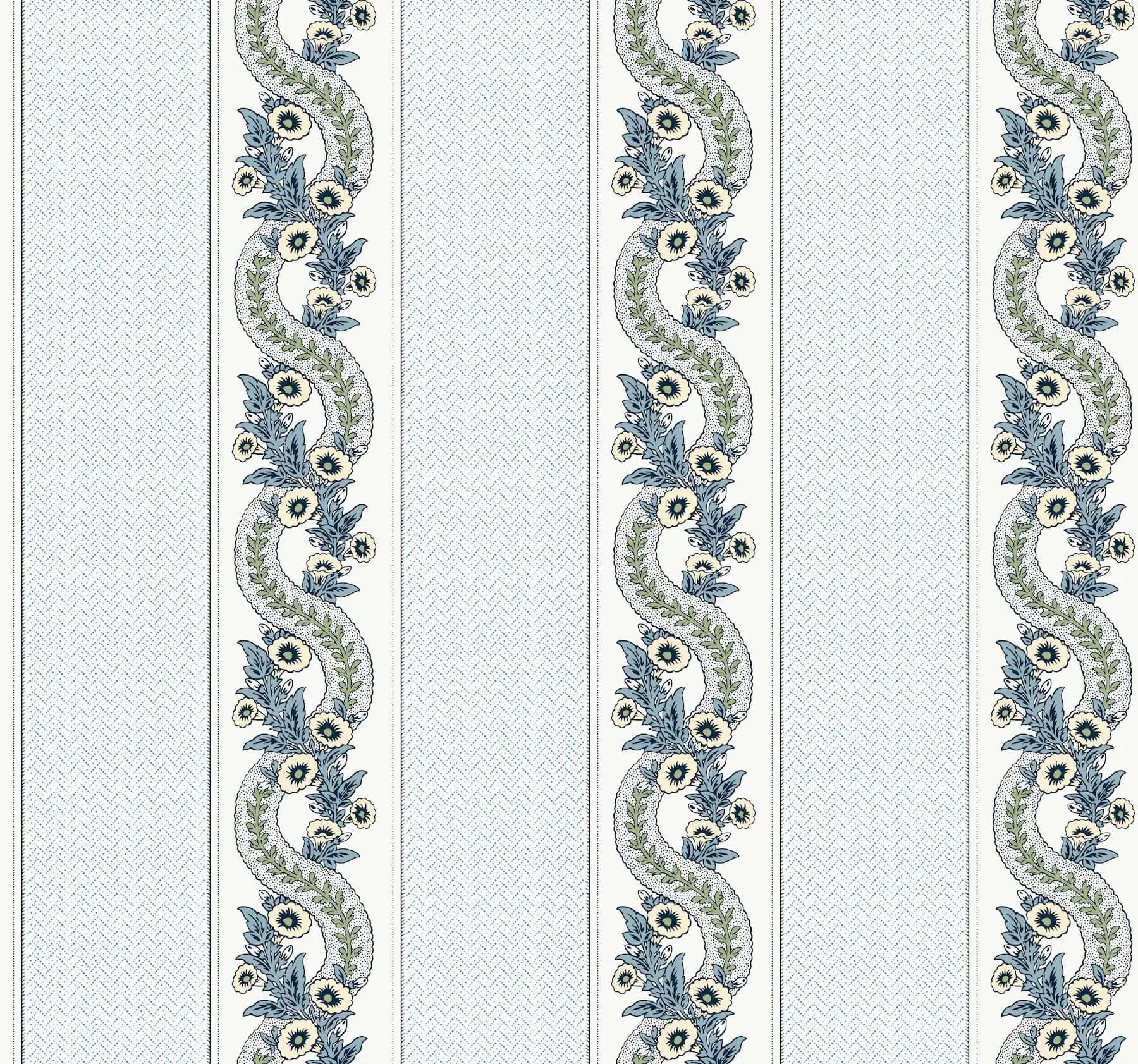 Ronald Redding Abbey's Garland wallpaper, color Aqua, SKU MX9692