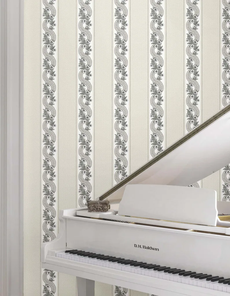 Ronald Redding Abbey's Garland wallpaper, color Black & White, SKU MX9691