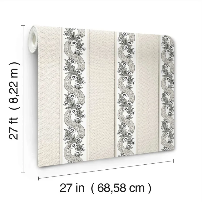 Ronald Redding Abbey's Garland wallpaper, color Black & White, SKU MX9691