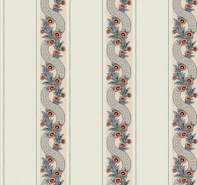 Ronald Redding Abbey's Garland wallpaper, color Coral, SKU MX9696