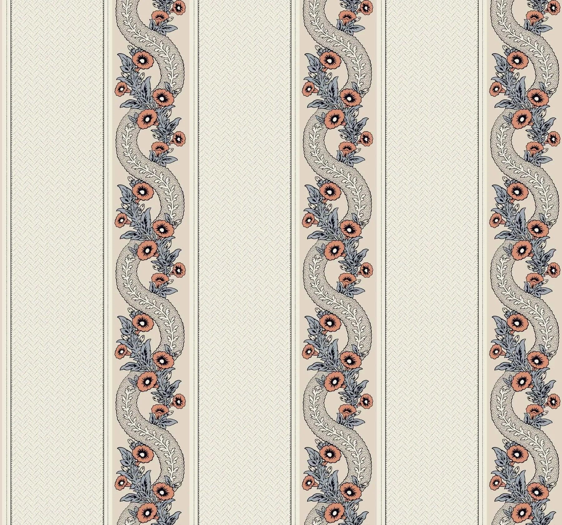 Ronald Redding Abbey's Garland wallpaper, color Coral, SKU MX9696