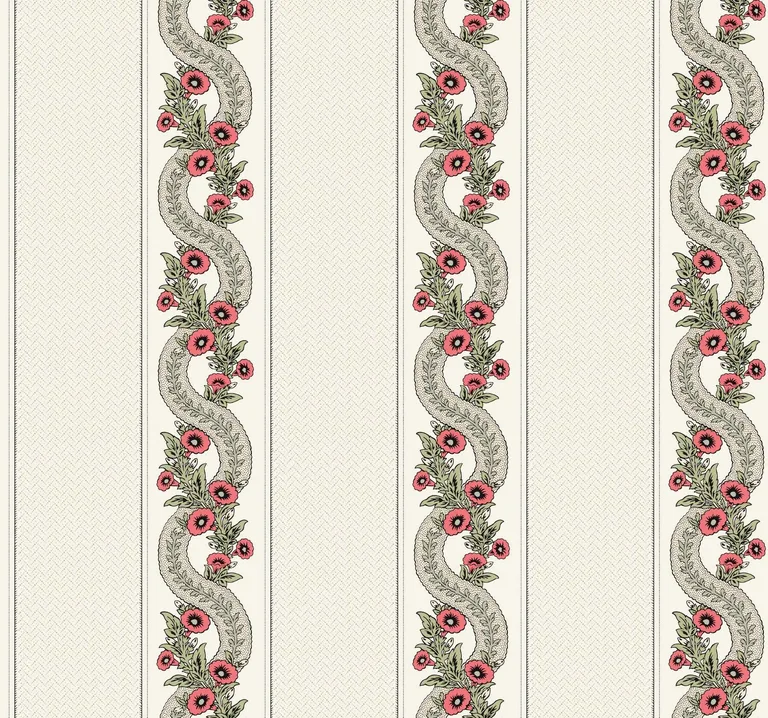Ronald Redding Abbey's Garland wallpaper, color Red & Green, SKU MX9693