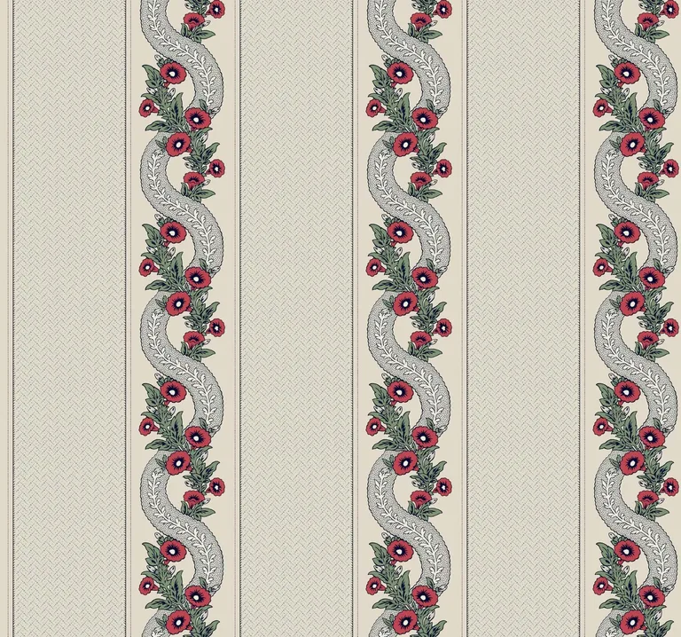 Ronald Redding Abbey's Garland wallpaper, color Ruby, SKU MX9694