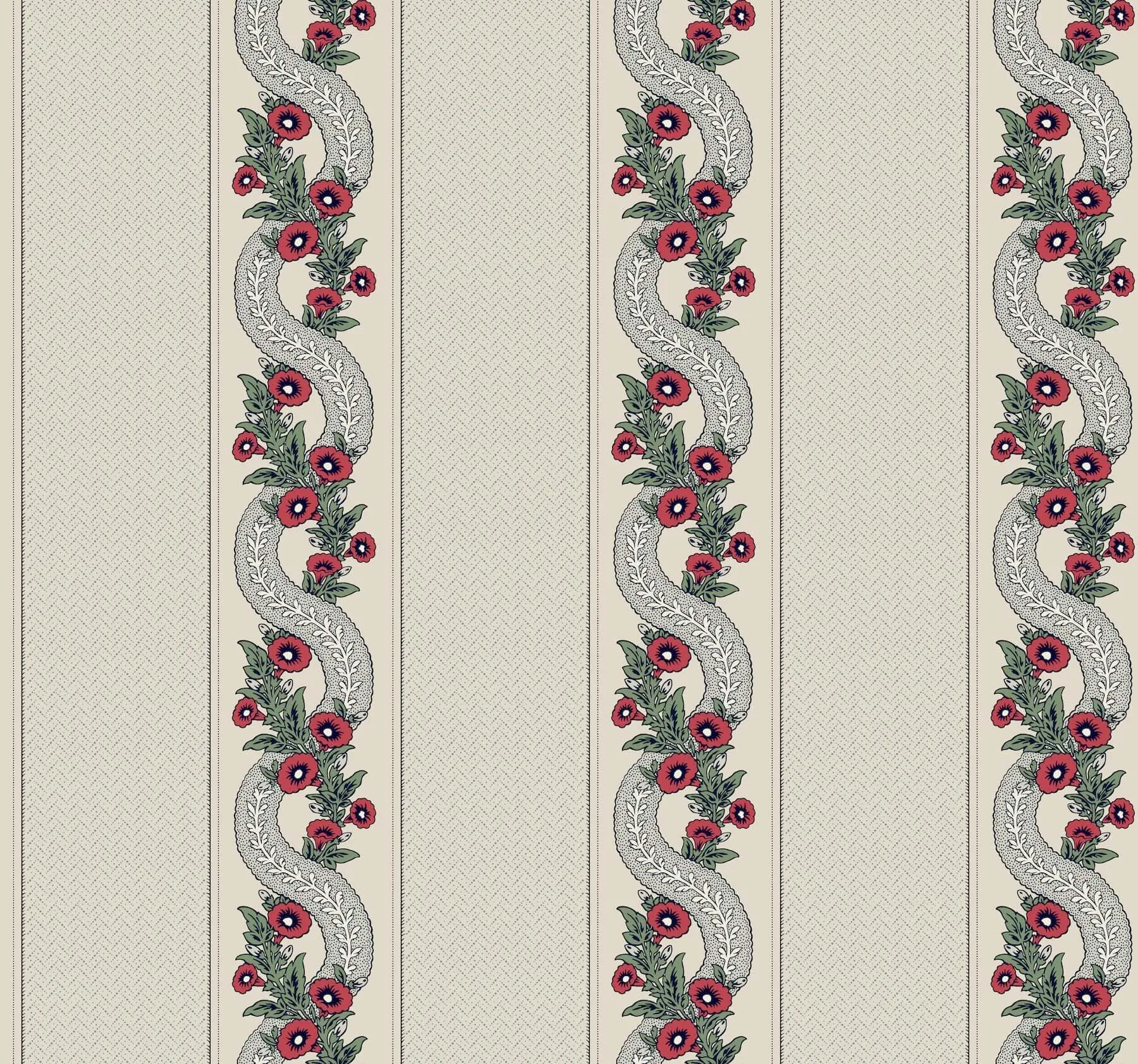 Ronald Redding Abbey's Garland wallpaper, color Ruby, SKU MX9694