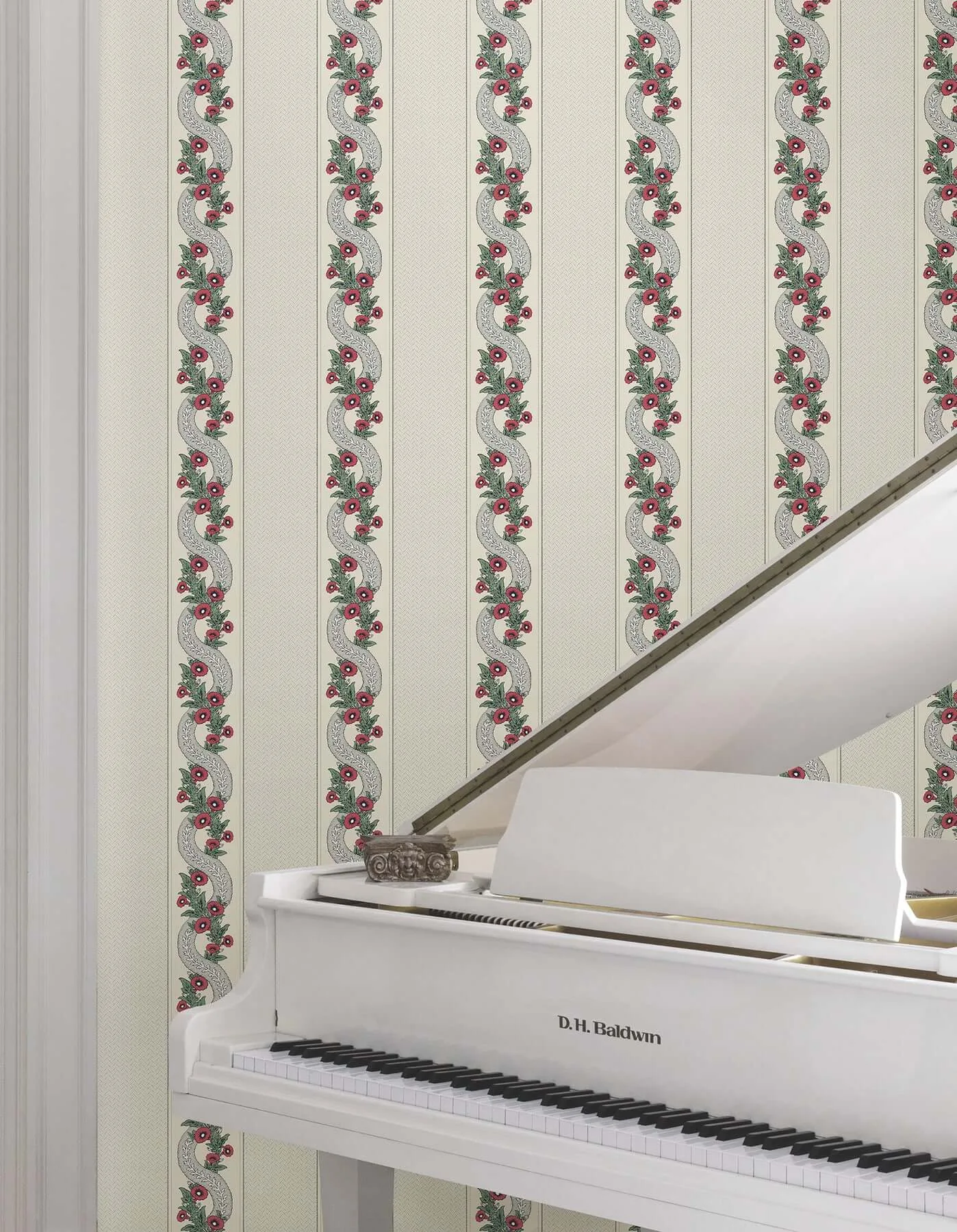 Ronald Redding Abbey's Garland wallpaper, color Ruby, SKU MX9694