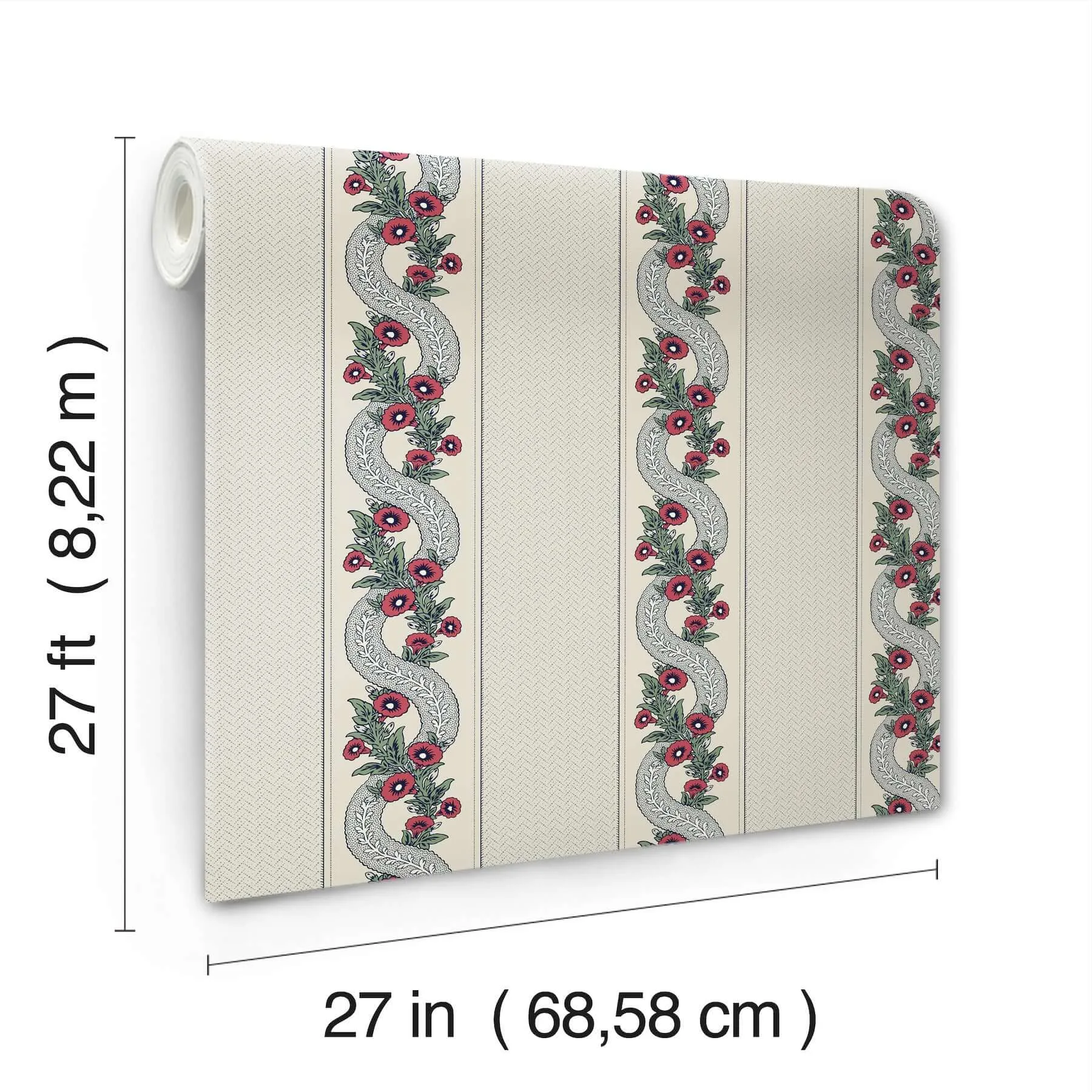 Ronald Redding Abbey's Garland wallpaper, color Ruby, SKU MX9694