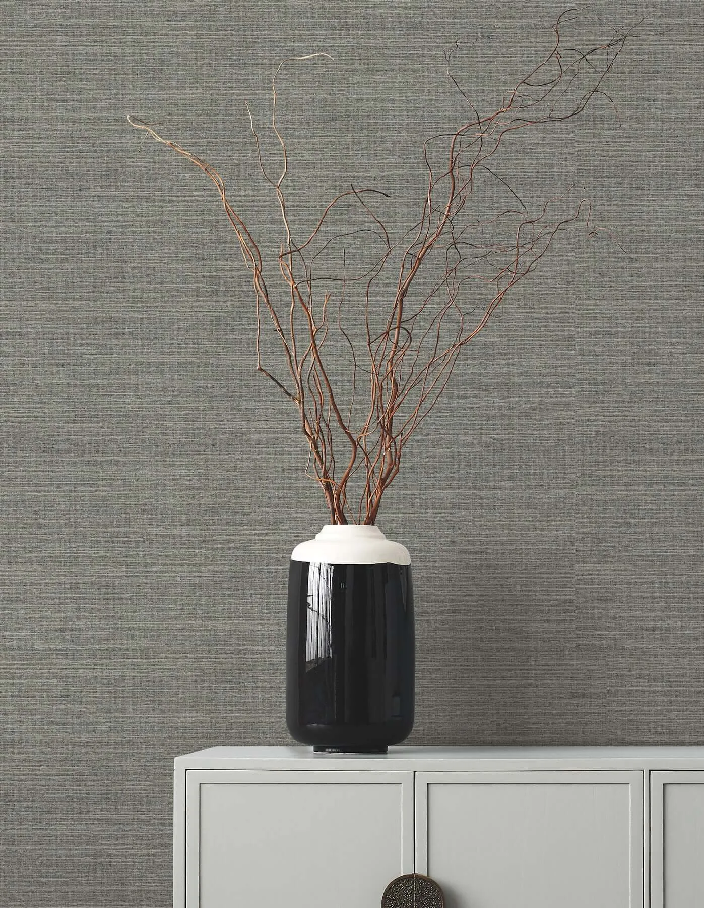 Ronald Redding Amyra Silk wallpaper, color Charcoal, SKU ZA8097N
