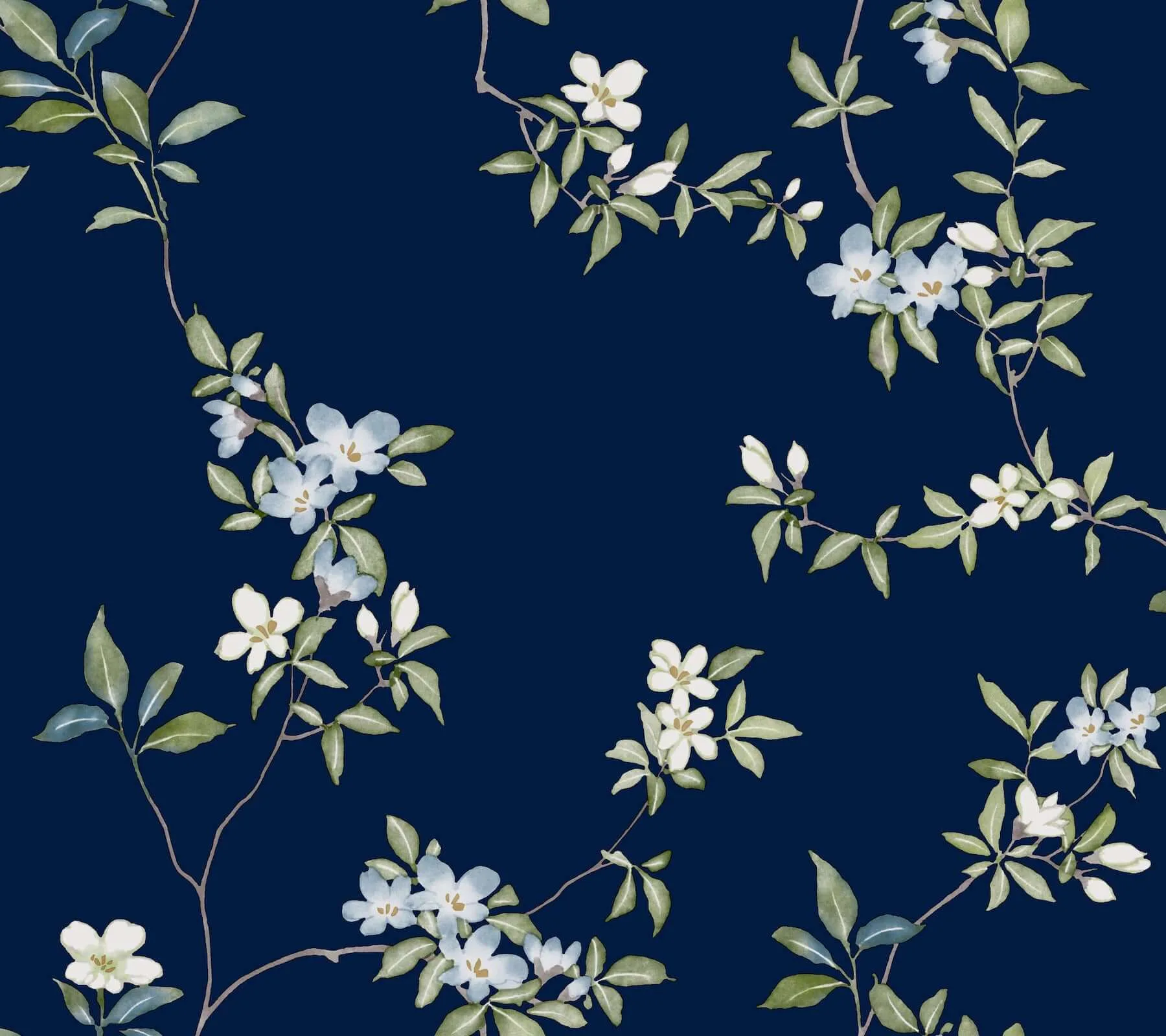 Ronald Redding April Blossom wallpaper, color Navy, SKU ZA8071