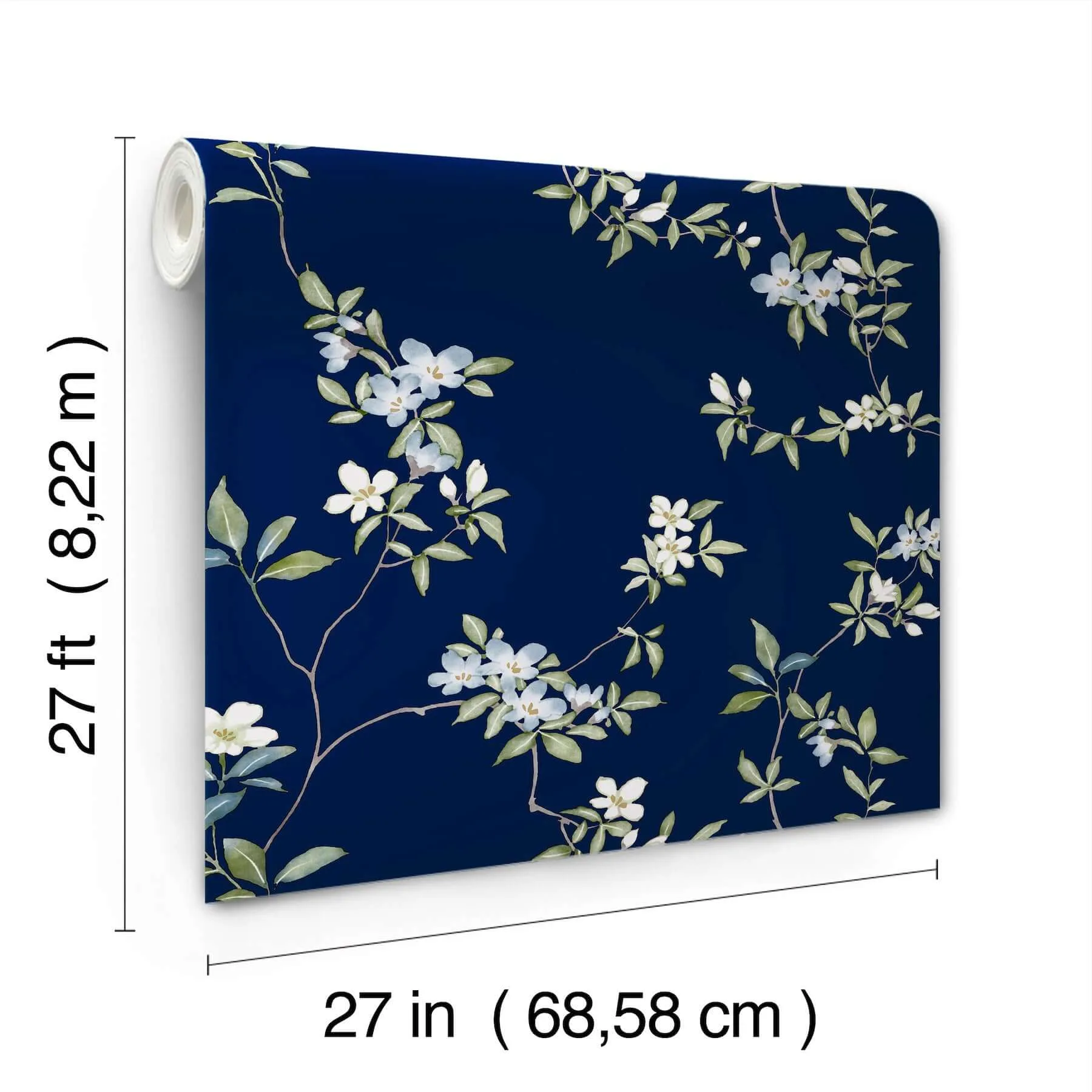 Ronald Redding April Blossom wallpaper, color Navy, SKU ZA8071
