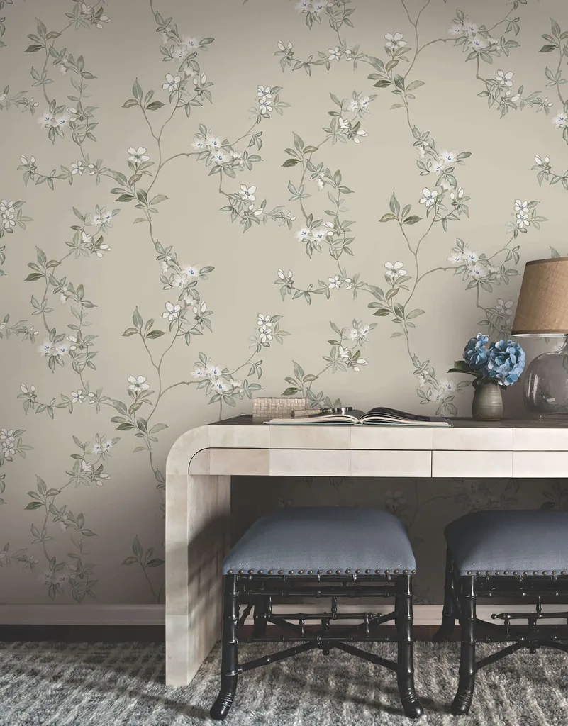 Ronald Redding April Blossom wallpaper, color Taupe, SKU ZA8075