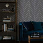 Ronald Redding Atelier Herringbone - Dark Grey Wallpaper | Buy Online Ronald Redding Atelier Herringbone wallpaper, color Dark Grey, SKU HO2107