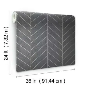 Ronald Redding Atelier Herringbone wallpaper, color Dark Grey, SKU HO2107