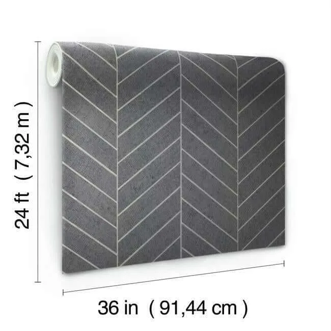 Ronald Redding Atelier Herringbone - Dark Grey Wallpaper | Buy Online Ronald Redding Atelier Herringbone wallpaper, color Dark Grey, SKU HO2107