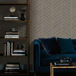 Ronald Redding Atelier Herringbone - Grey Wallpaper | Buy Online Ronald Redding Atelier Herringbone wallpaper, color Grey, SKU HO2110