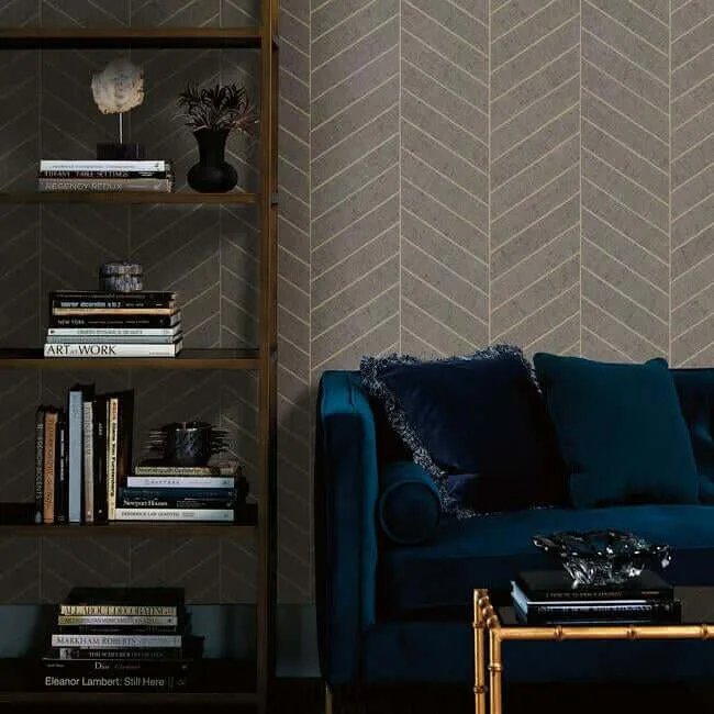Ronald Redding Atelier Herringbone - Grey Wallpaper | Buy Online Ronald Redding Atelier Herringbone wallpaper, color Grey, SKU HO2110