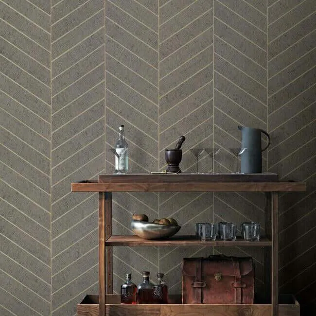 Ronald Redding Atelier Herringbone - Grey Wallpaper | Buy Online Ronald Redding Atelier Herringbone wallpaper, color Grey, SKU HO2110
