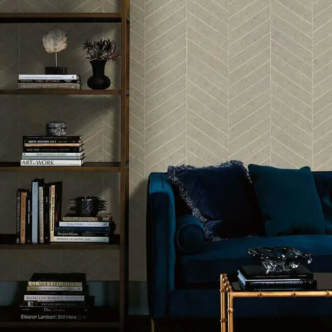 Ronald Redding Atelier Herringbone wallpaper, color Off White, SKU HO2109
