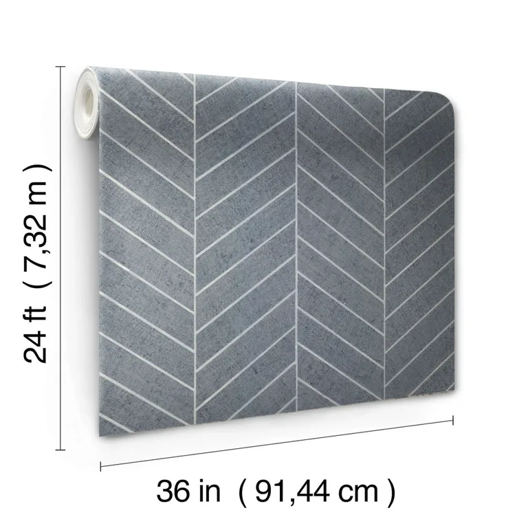 Ronald Redding Atelier Herringbone wallpaper, color Steel Blue, SKU HO2107GV
