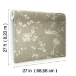 Ronald Redding Bird & Blossom Chinoserie - Brown Wallpaper | Buy Online Ronald Redding Bird & Blossom Chinoserie wallpaper, color Brown, SKU KT2172