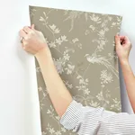 Ronald Redding Bird & Blossom Chinoserie - Brown Wallpaper | Buy Online Ronald Redding Bird & Blossom Chinoserie wallpaper, color Brown, SKU KT2172