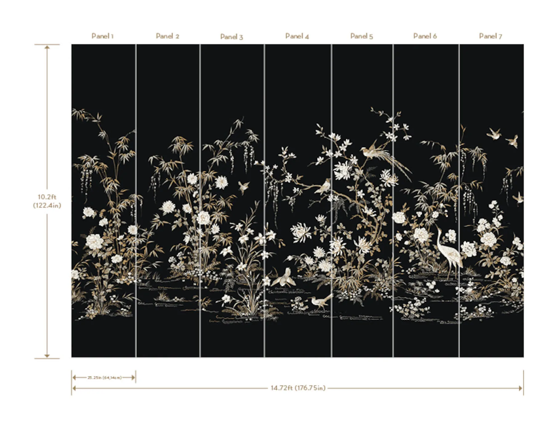 Ronald Redding Flowering Vine Chino - Black Wallpaper | Buy Online Ronald Redding Flowering Vine Chino wallpaper, color Black, SKU KT2264M