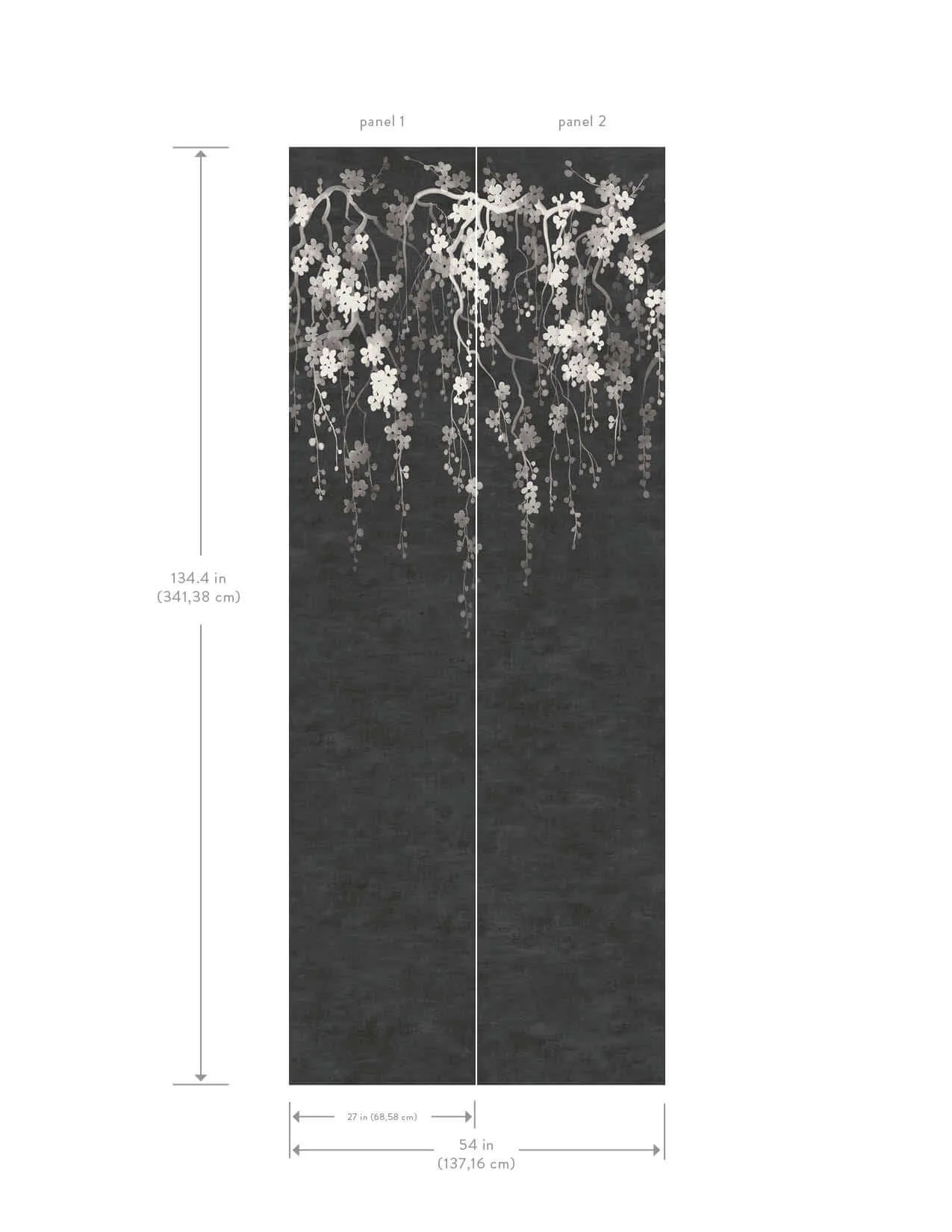 Ronald Redding Sakura Blooms - Black Wallpaper | Buy Online Ronald Redding Sakura Blooms wallpaper, color Black, SKU ZA8058M