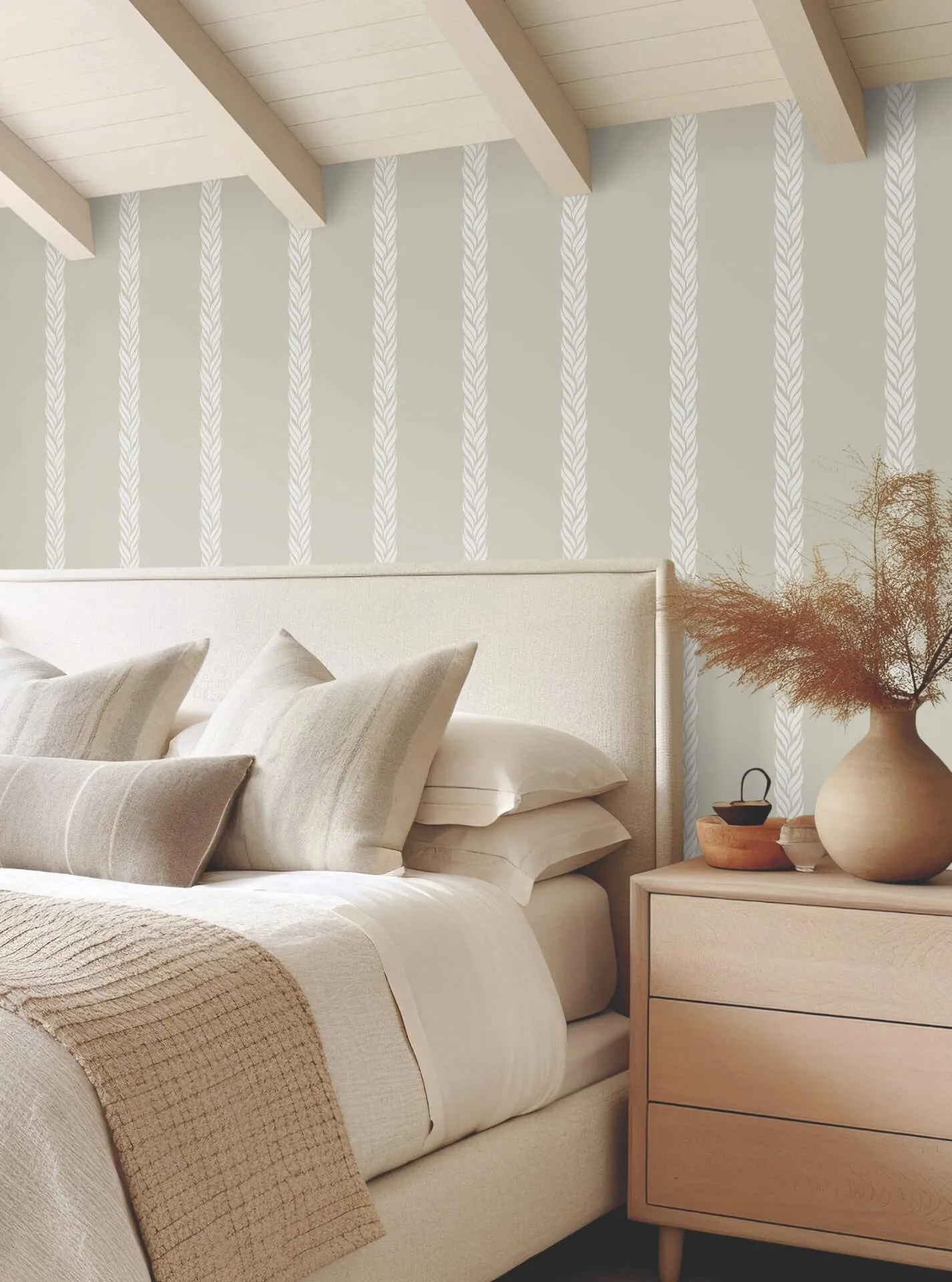 Ronald Redding Braided Stripe wallpaper, color Beige, SKU GT4544