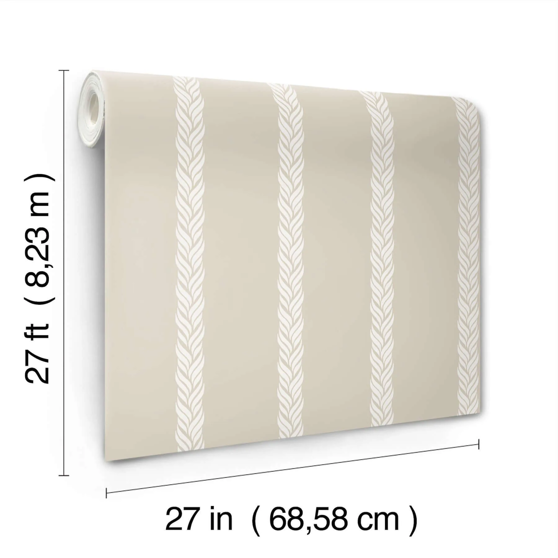 Ronald Redding Braided Stripe - Beige Wallpaper | Buy Online Ronald Redding Braided Stripe wallpaper, color Beige, SKU GT4544