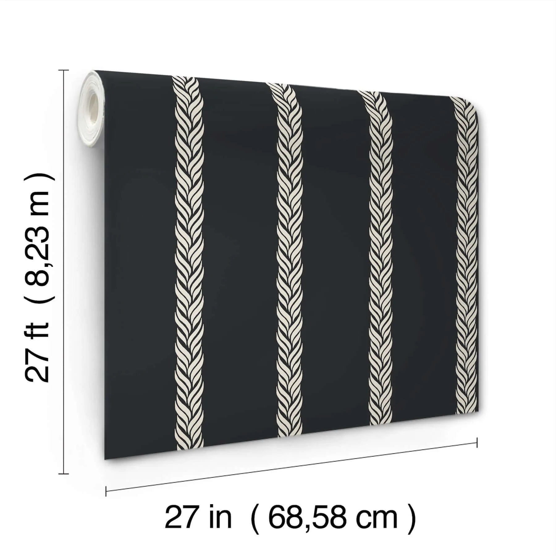 Ronald Redding Braided Stripe - Black Wallpaper | Buy Online Ronald Redding Braided Stripe wallpaper, color Black, SKU GT4542
