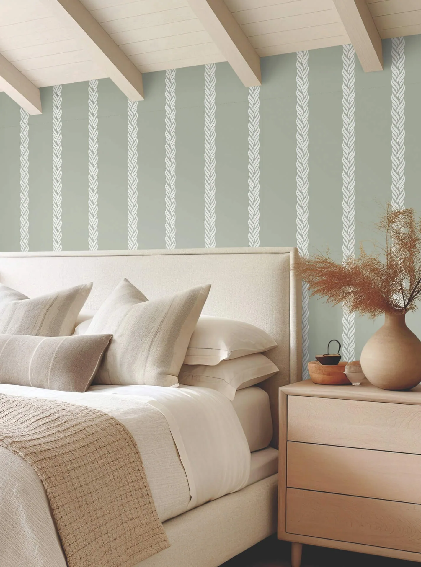 Ronald Redding Braided Stripe wallpaper, color Green, SKU GT4541