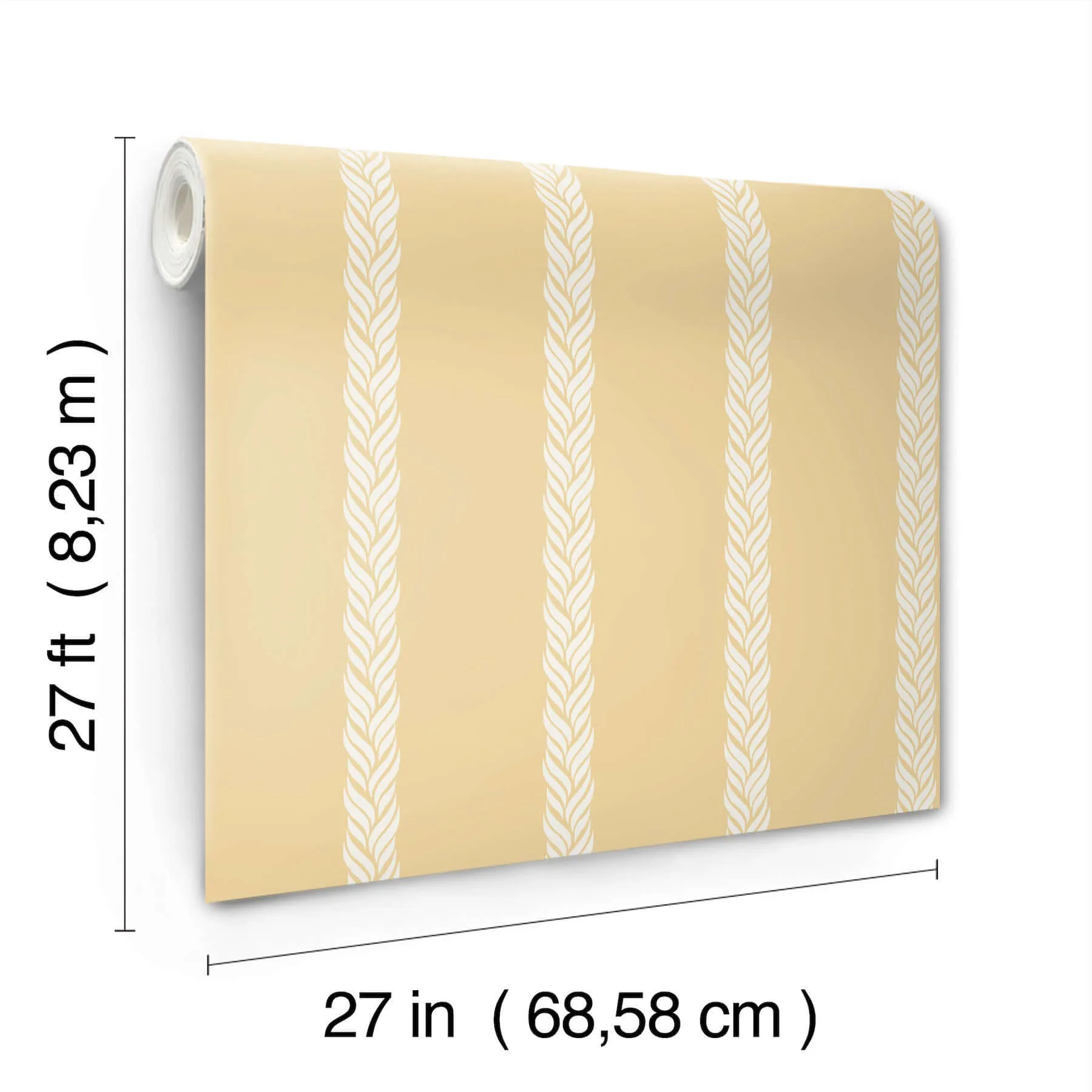 Ronald Redding Braided Stripe - Yellow Wallpaper | Buy Online Ronald Redding Braided Stripe wallpaper, color Yellow, SKU GT4543