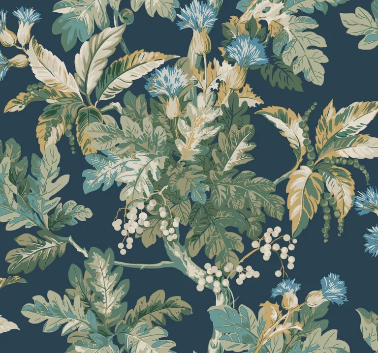 Ronald Redding Briarwood wallpaper, color Navy, SKU GT4523