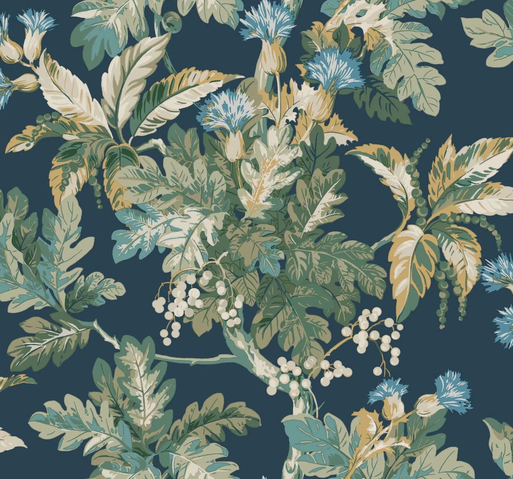 Ronald Redding Briarwood wallpaper, color Navy, SKU GT4523