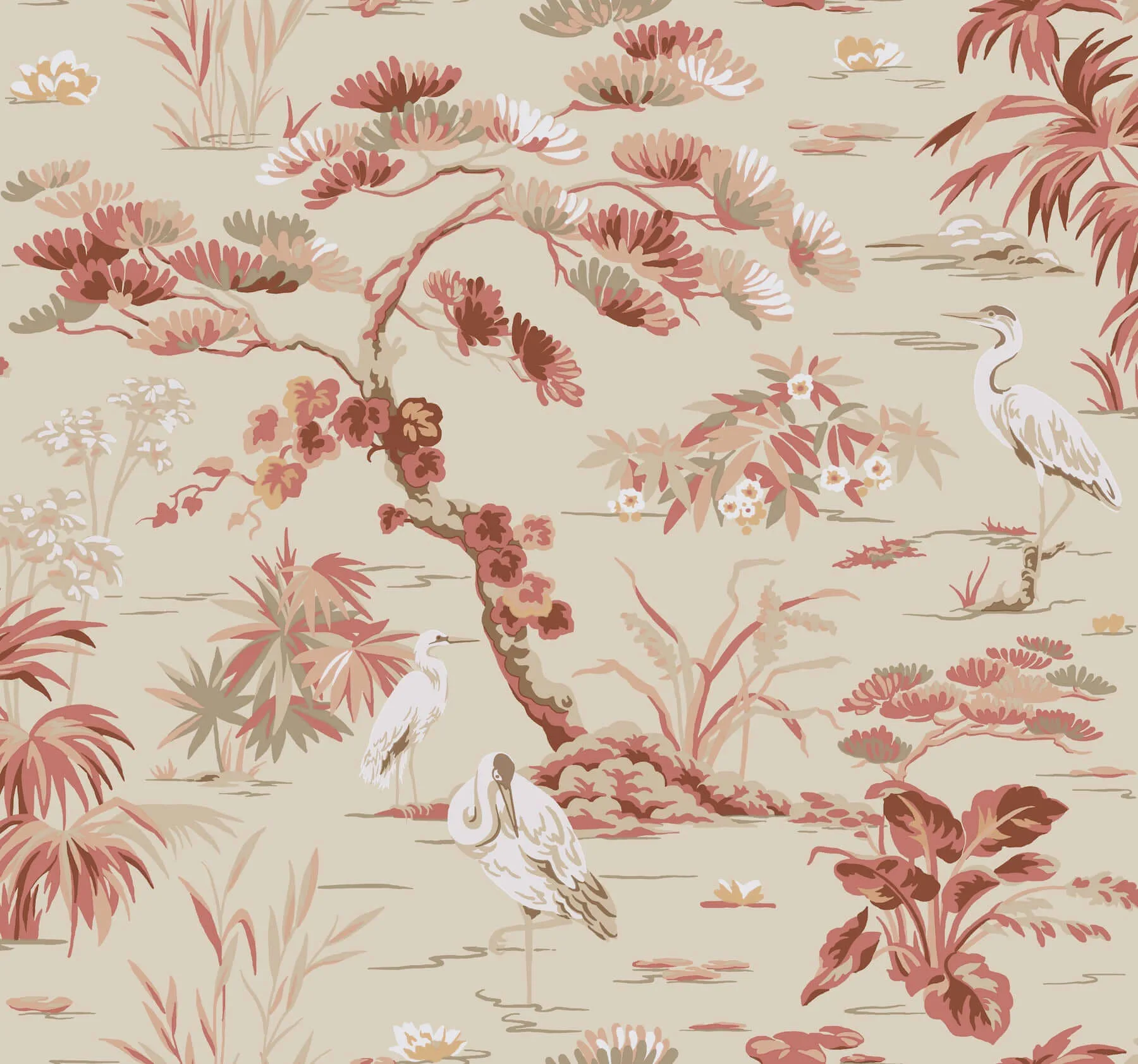 Ronald Redding Bridgewater wallpaper, color Coral, SKU GT4532