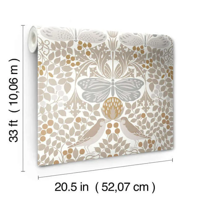 Ronald Redding Butterfly Garden wallpaper, color White, SKU AC9163