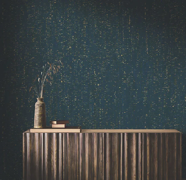 Ronald Redding Caldera Cork wallpaper, color Navy / Gold, SKU YGL7008