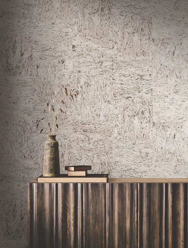 Ronald Redding Caldera Cork wallpaper, color Silver Birch, SKU GRL88203