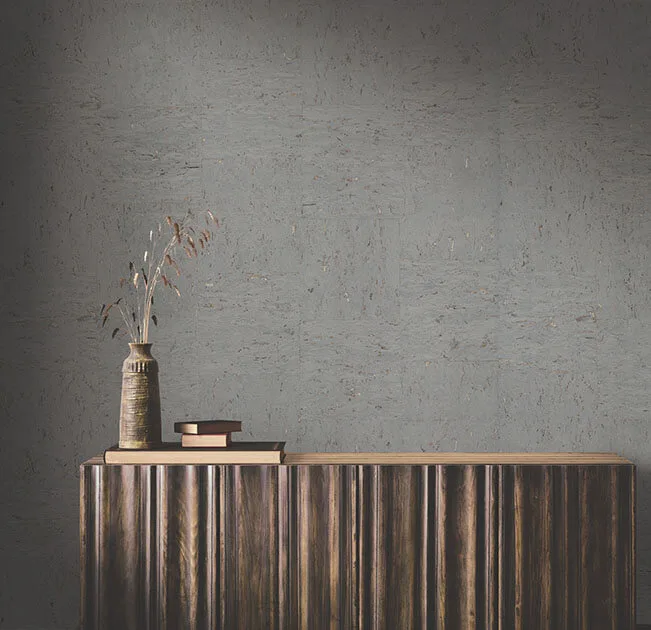 Ronald Redding Caldera Cork wallpaper, color Steel, SKU GRL88369