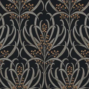 Ronald Redding Calluna wallpaper, color Black & Gold Metallic, SKU AC9145