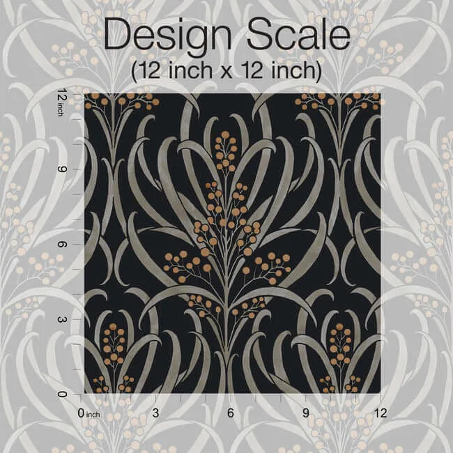Ronald Redding Calluna - Black & Gold Metallic Wallpaper | Buy Online Ronald Redding Calluna wallpaper, color Black & Gold Metallic, SKU AC9145